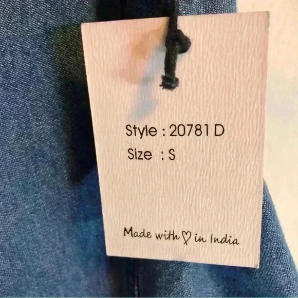 Japna Medium Wash denim button front fitted sleeveless belted dress size small - Picture 10 of 11